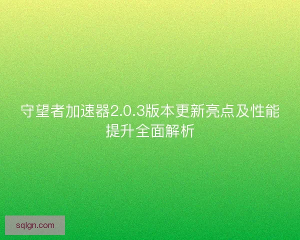 守望者加速器2.0.3版本更新亮点及性能提升全面解析